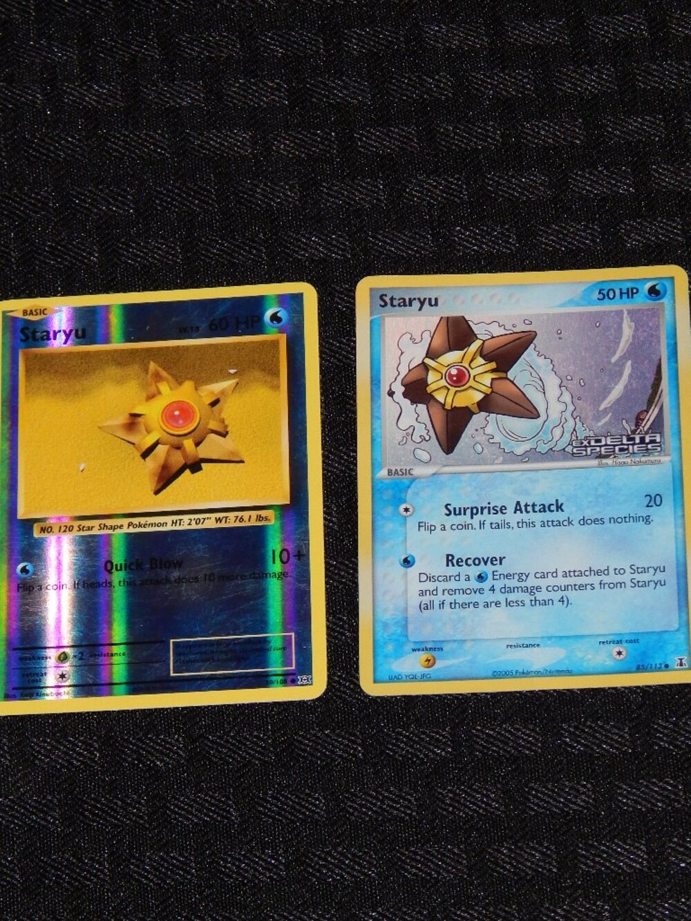 Lot Pokemon Trading Card Ex Delta Species Staryu 85/113 Holo 30/108 Reverse Holo
